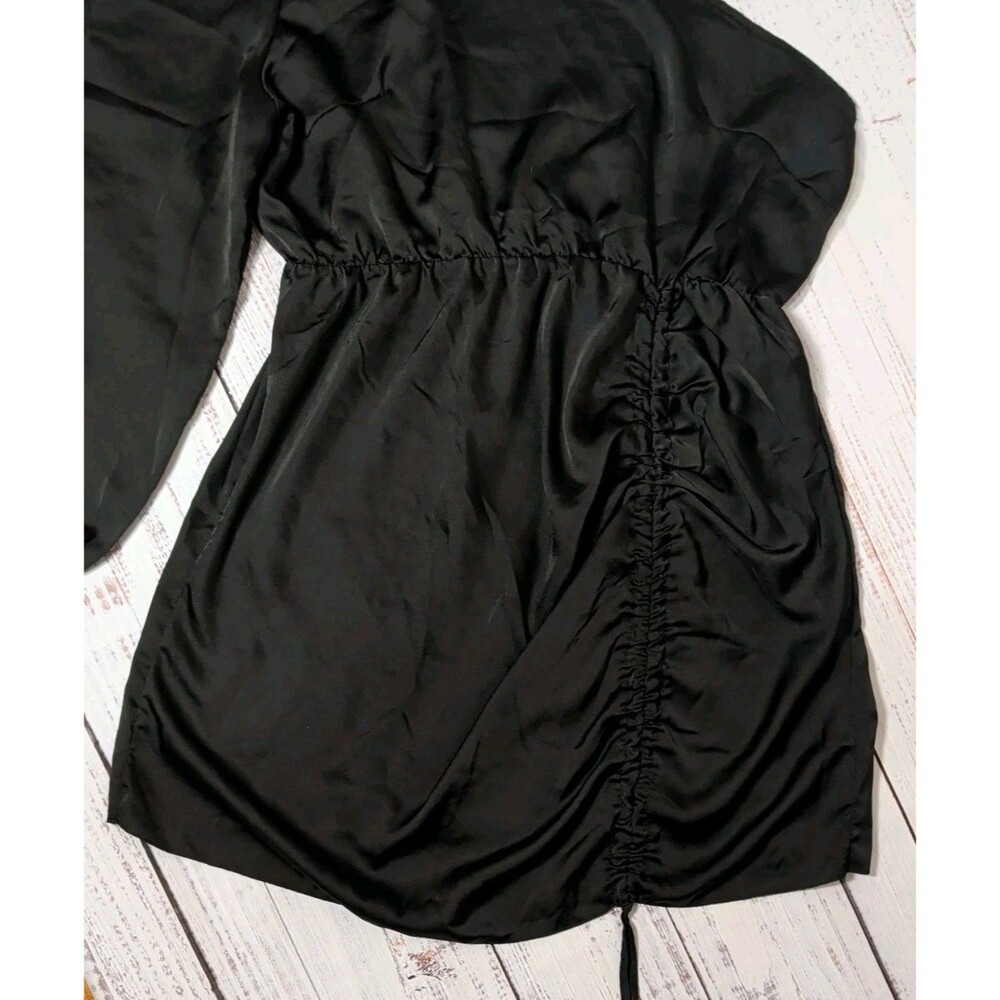 Plus Size Satin One Shoulder Mini Dress Womens Size 18 Black Ruched Sexy - Picture 7 of 13